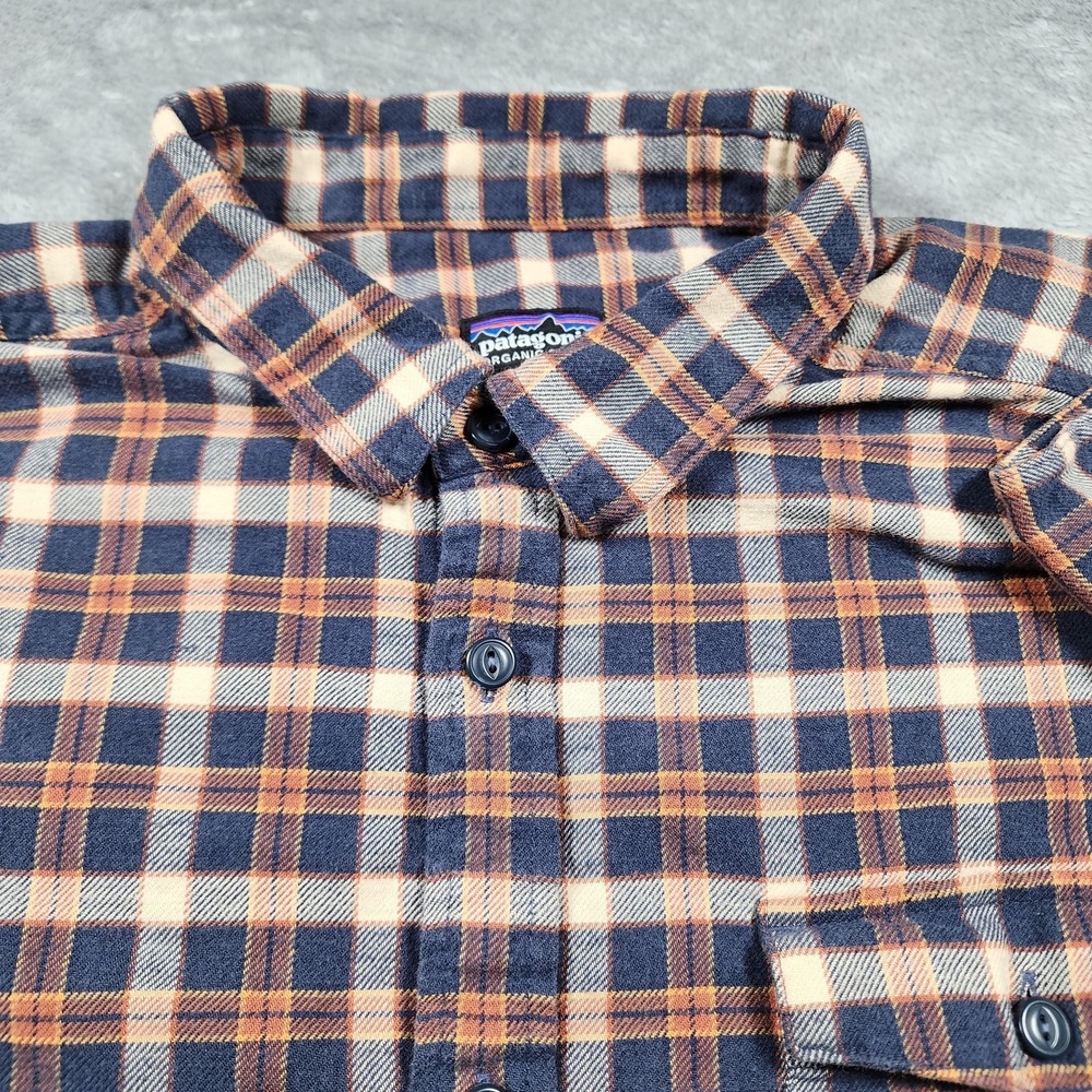 Patagonia Fjord Shirt Mens XL Blue Plaid Organic Cotton Flannel Long Sleeve - Picture 5 of 11